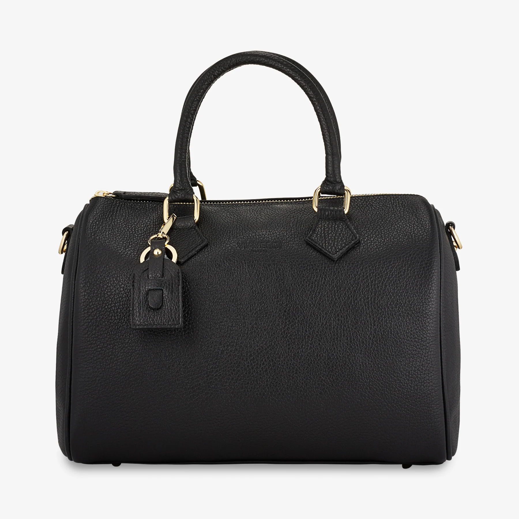 Borsa Bauletto in Pelle Nera VIAVERDI Made in Italy Linea San Gimignano