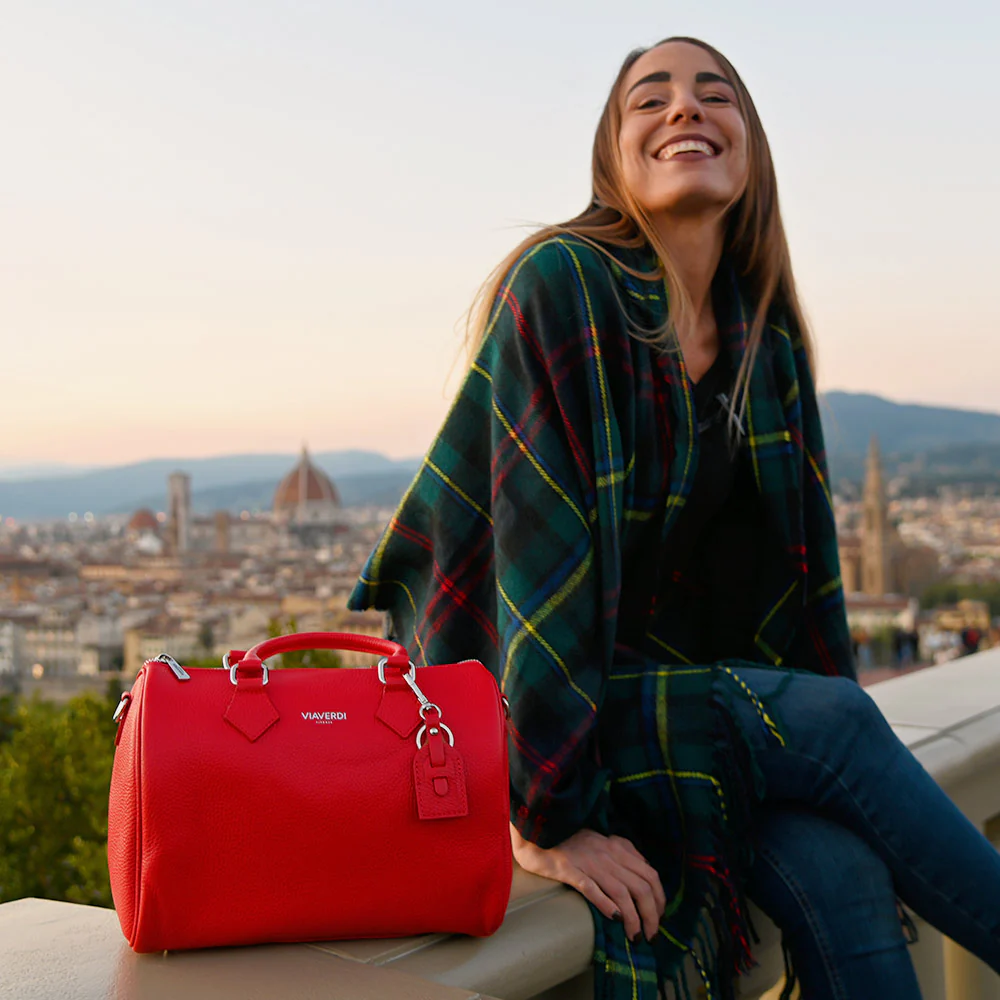 Borsa Bauletto in Pelle Rossa VIAVERDI Made in Italy Linea San Gimignano - Image 2