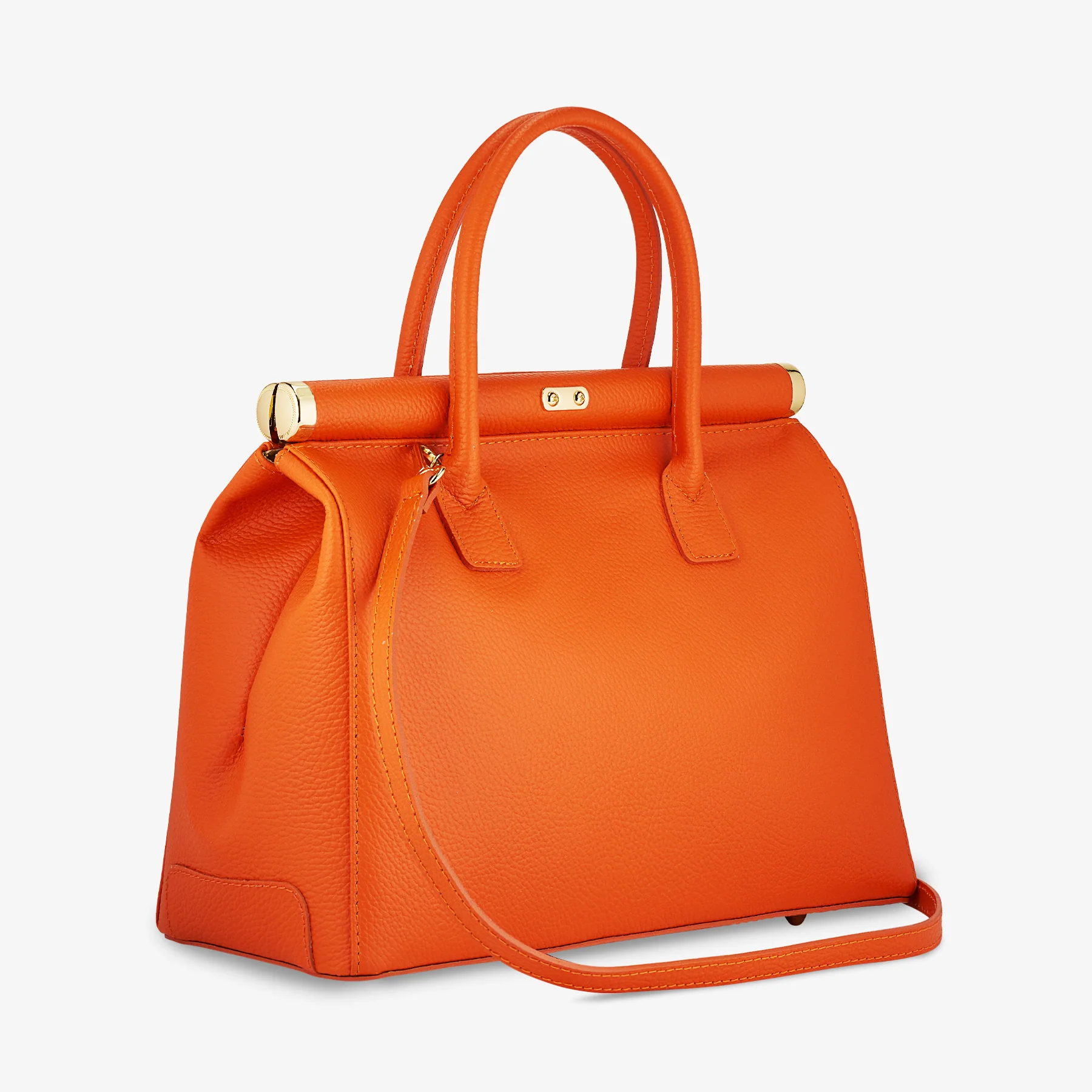 Borsa a Mano con Tracolla VIAVERDI in Pelle Arancione Made in Italy Linea Barga - Image 5