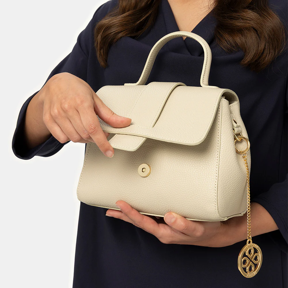 Borsa a Mano con Tracolla VIAVERDI in Pelle Bianca Made in Italy linea Fiesole - Image 10
