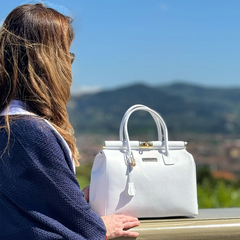 Borsa a Mano con Tracolla VIAVERDI in Pelle Nera Made in Italy Linea Barga - Image 10