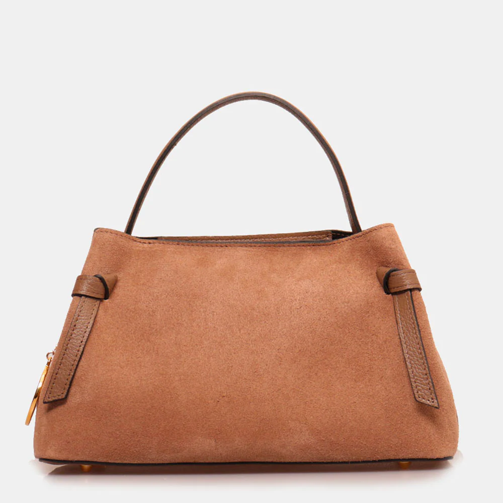 Borsa a Mano VIAVERDI in Camoscio colore Taupe Made in Italy linea Castiglione