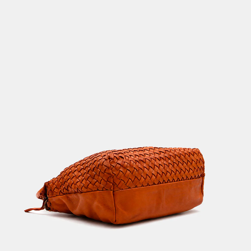 Borsa a Mano VIAVERDI in Pelle color Cuoio con Intreccio Made in Italy linea Tuscany - Image 10