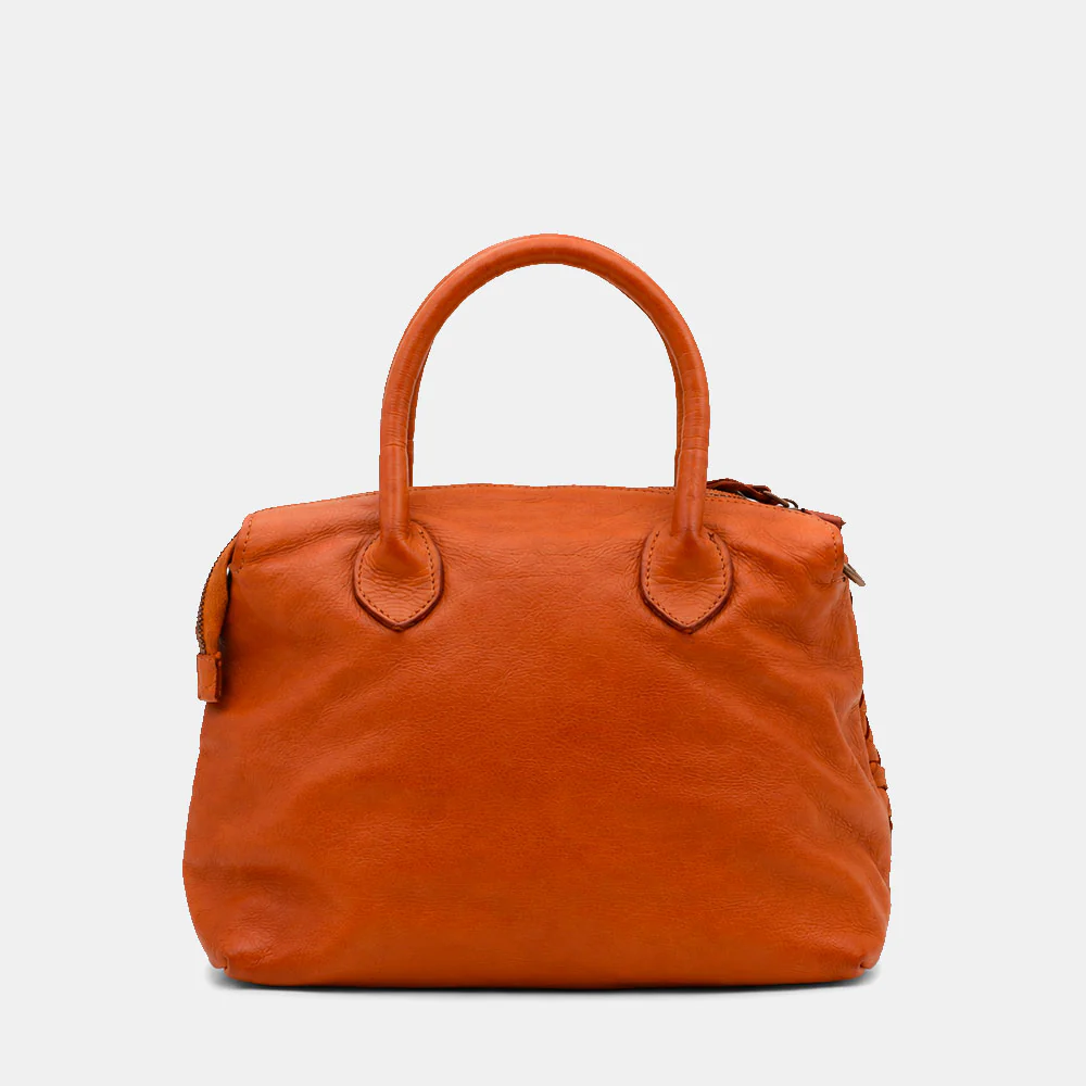 Borsa a Mano VIAVERDI in Pelle color Cuoio con Intreccio Made in Italy linea Tuscany - Image 4