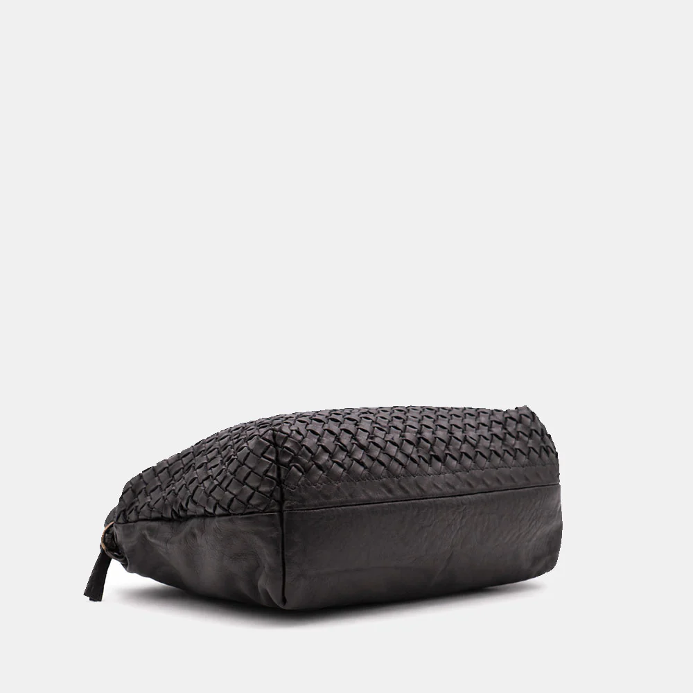 Borsa a Mano VIAVERDI in Pelle Nera con Intreccio Made in Italy linea Tuscany - Image 10