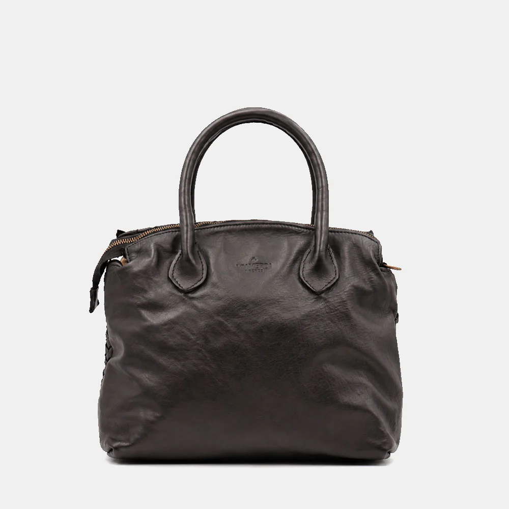 Borsa a Mano VIAVERDI in Pelle Nera con Intreccio Made in Italy linea Tuscany - Image 6