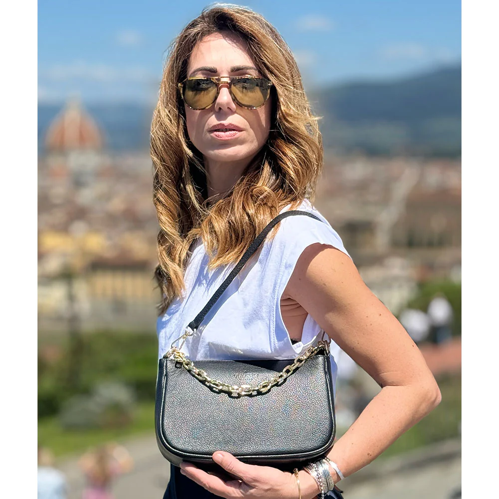 Borsa a Spalla in Pelle Bianca con Tracolla VIAVERDI Made in Italy - Image 2