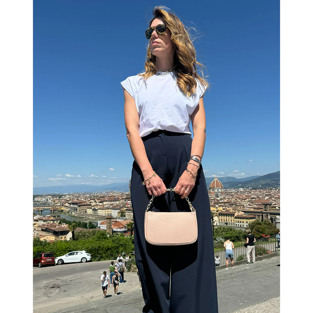 Borsa a Spalla in Pelle Blu con Tracolla VIAVERDI Made in Italy - Image 9