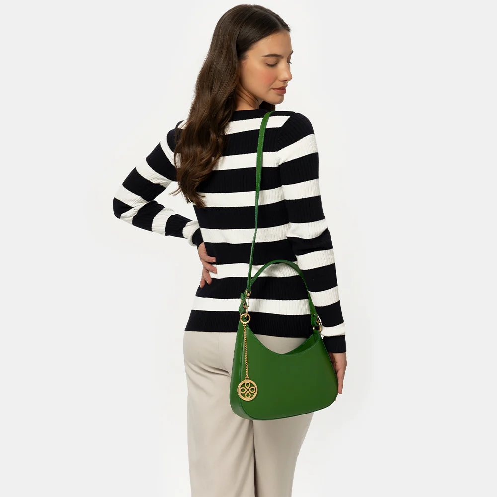 Borsa a Spalla VIAVERDI in Pelle Verde Menta Made in Italy linea Certaldo - Image 3