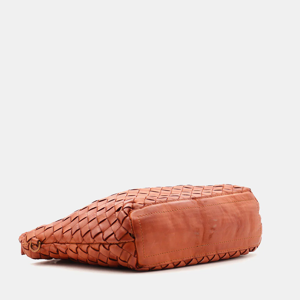 Borsa a Spalla VIAVERDI in Pelle Intrecciata Marrone Made in Italy linea Tuscany - Image 11