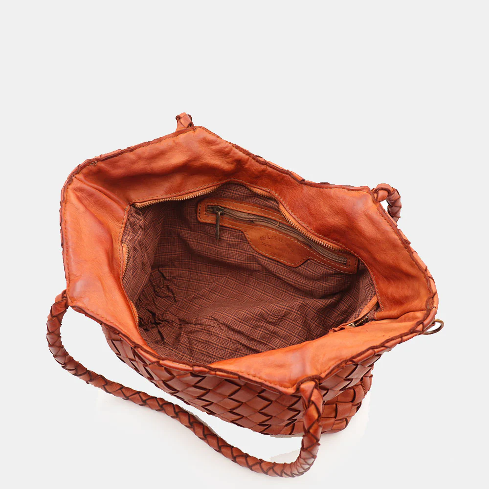 Borsa a Spalla VIAVERDI in Pelle Intrecciata Marrone Made in Italy linea Tuscany - Image 13