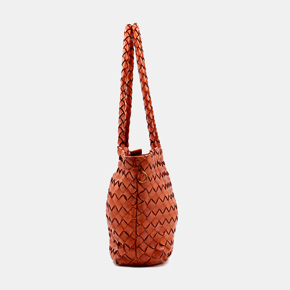Borsa a Spalla VIAVERDI in Pelle Intrecciata Marrone Made in Italy linea Tuscany - Image 7