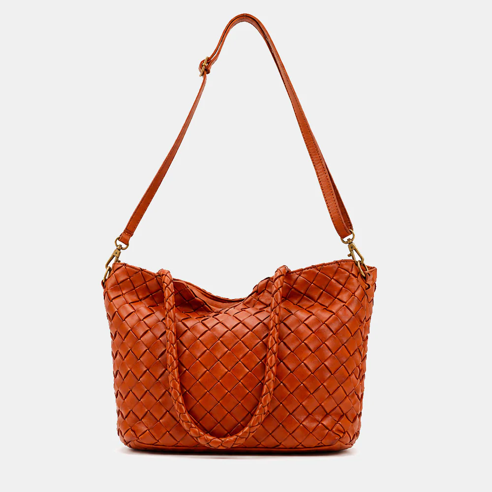 Borsa a Spalla VIAVERDI in Pelle Intrecciata Marrone Made in Italy linea Tuscany - Image 9