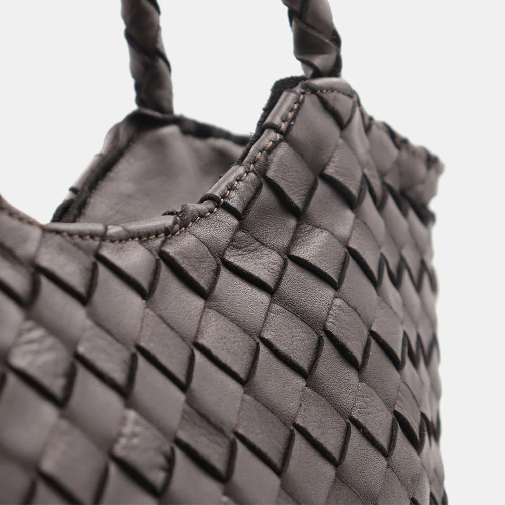 Borsa a Spalla VIAVERDI in Pelle Intrecciata Nera Made in Italy linea Tuscany - Image 13