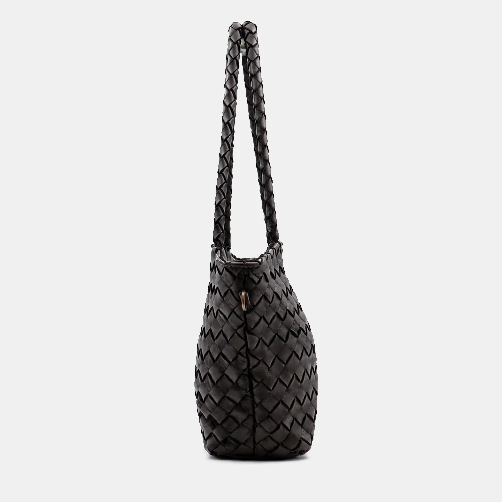 Borsa a Spalla VIAVERDI in Pelle Intrecciata Nera Made in Italy linea Tuscany - Image 8