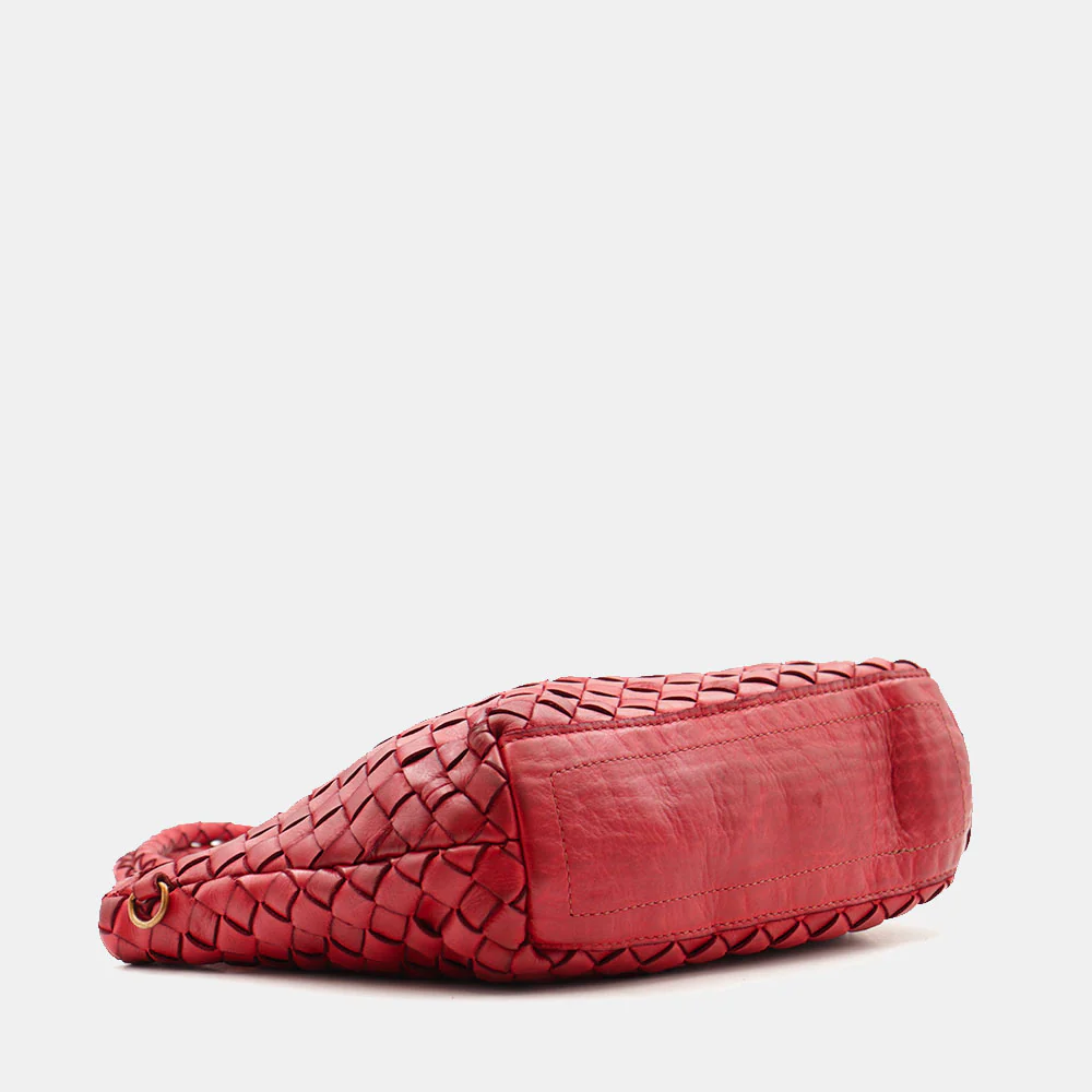 Borsa a Spalla VIAVERDI in Pelle Intrecciata Rossa Made in Italy linea Tuscany - Image 10