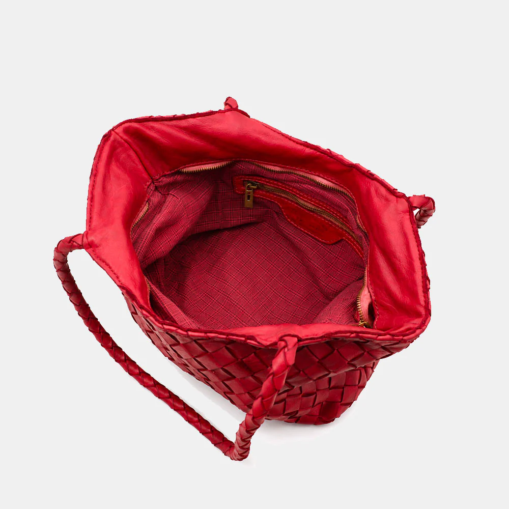 Borsa a Spalla VIAVERDI in Pelle Intrecciata Rossa Made in Italy linea Tuscany - Image 12