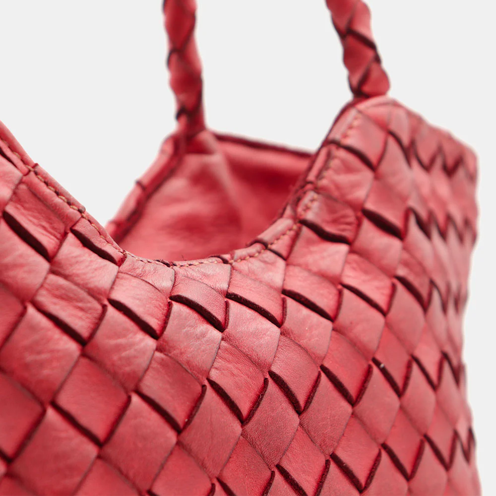 Borsa a Spalla VIAVERDI in Pelle Intrecciata Rossa Made in Italy linea Tuscany - Image 13
