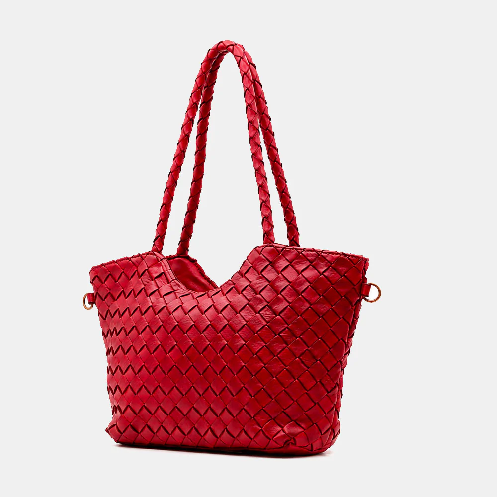 Borsa a Spalla VIAVERDI in Pelle Intrecciata Rossa Made in Italy linea Tuscany - Image 3
