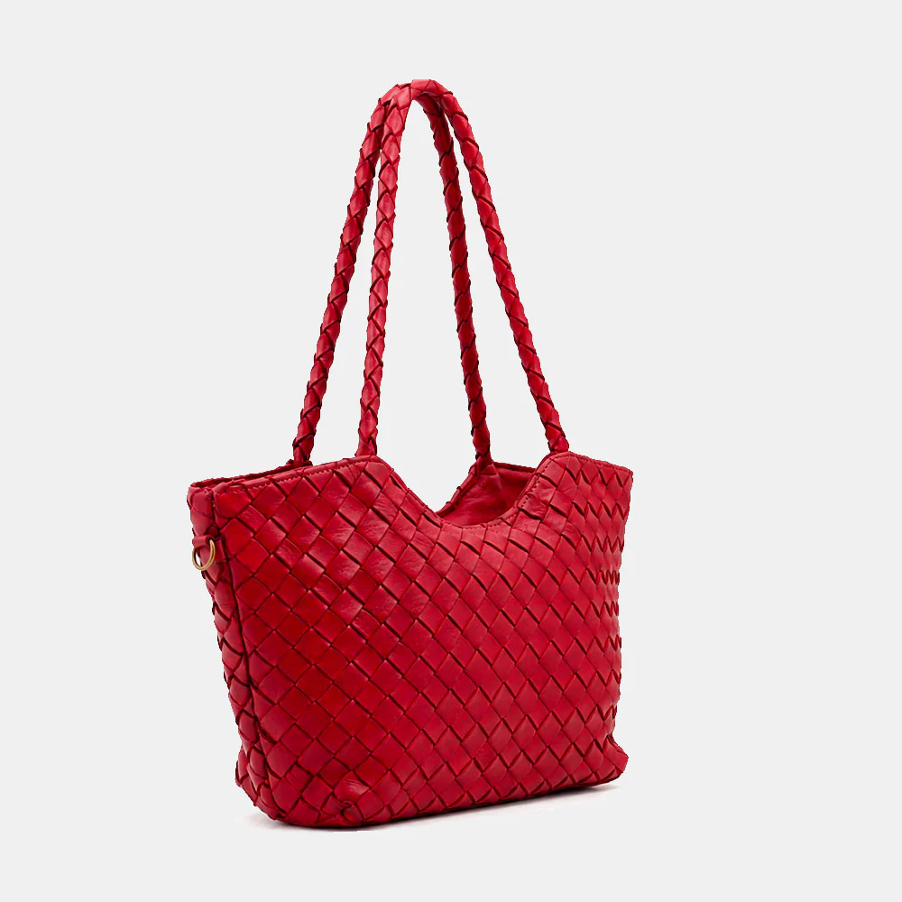 Borsa a Spalla VIAVERDI in Pelle Intrecciata Rossa Made in Italy linea Tuscany - Image 5
