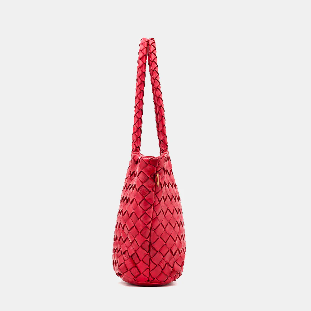Borsa a Spalla VIAVERDI in Pelle Intrecciata Rossa Made in Italy linea Tuscany - Image 7