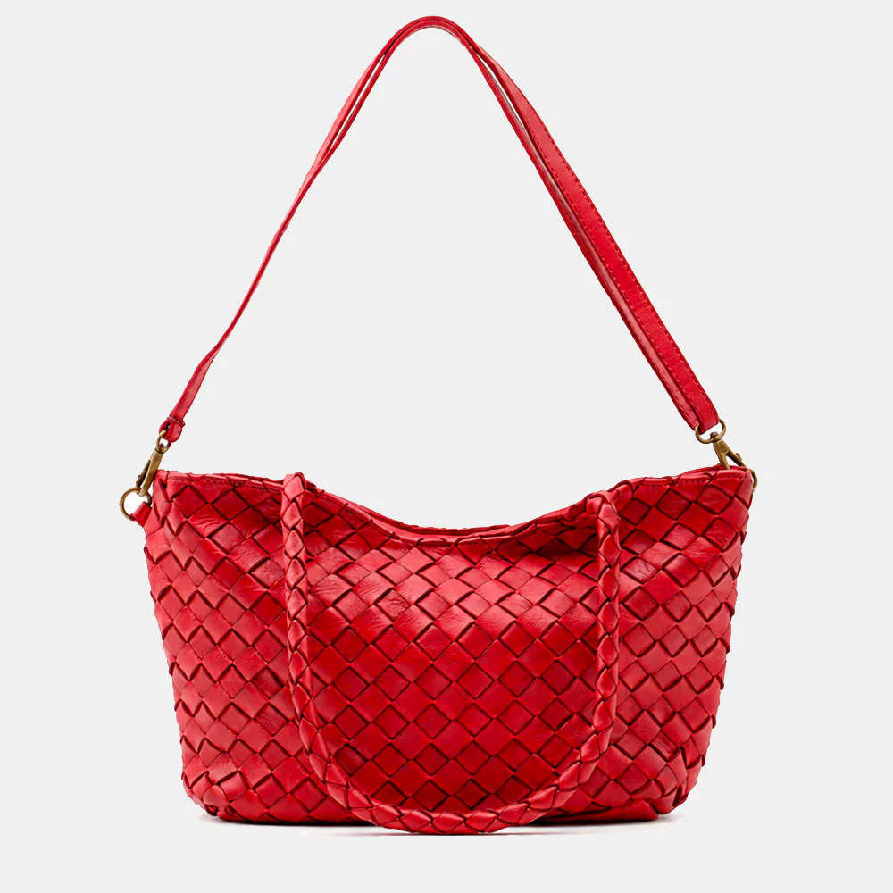 Borsa a Spalla VIAVERDI in Pelle Intrecciata Rossa Made in Italy linea Tuscany - Image 9