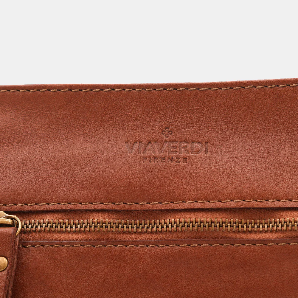 Borsa a Spalla VIAVERDI in Pelle Marrone con Intreccio Made in Italy linea Tuscany - Image 13