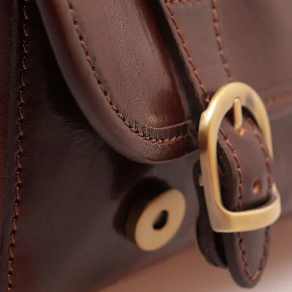 Borsa a tracolla VIAVERDI in Pelle Marrone Made in Italy linea Firenze - Image 12