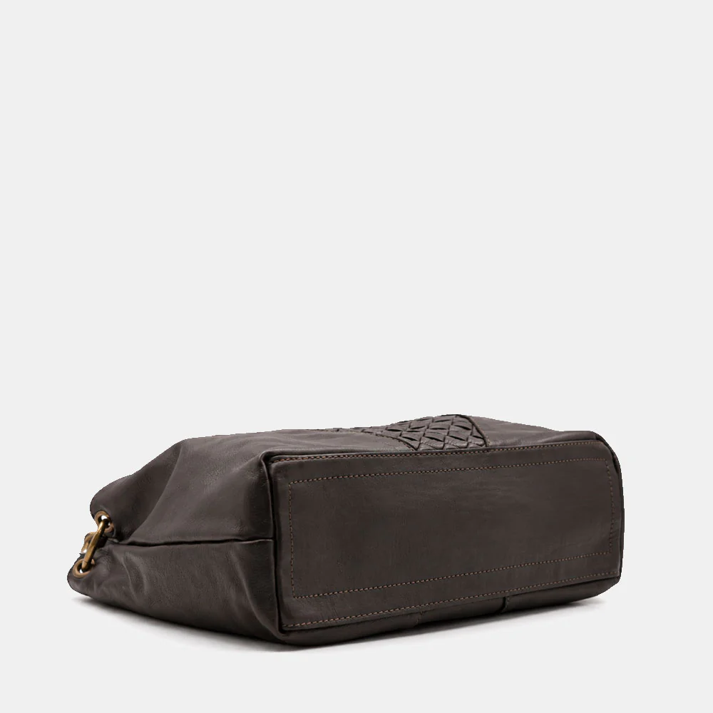 Borsa a Spalla VIAVERDI in Pelle Nera con Intreccio Made in Italy linea Tuscany - Image 10