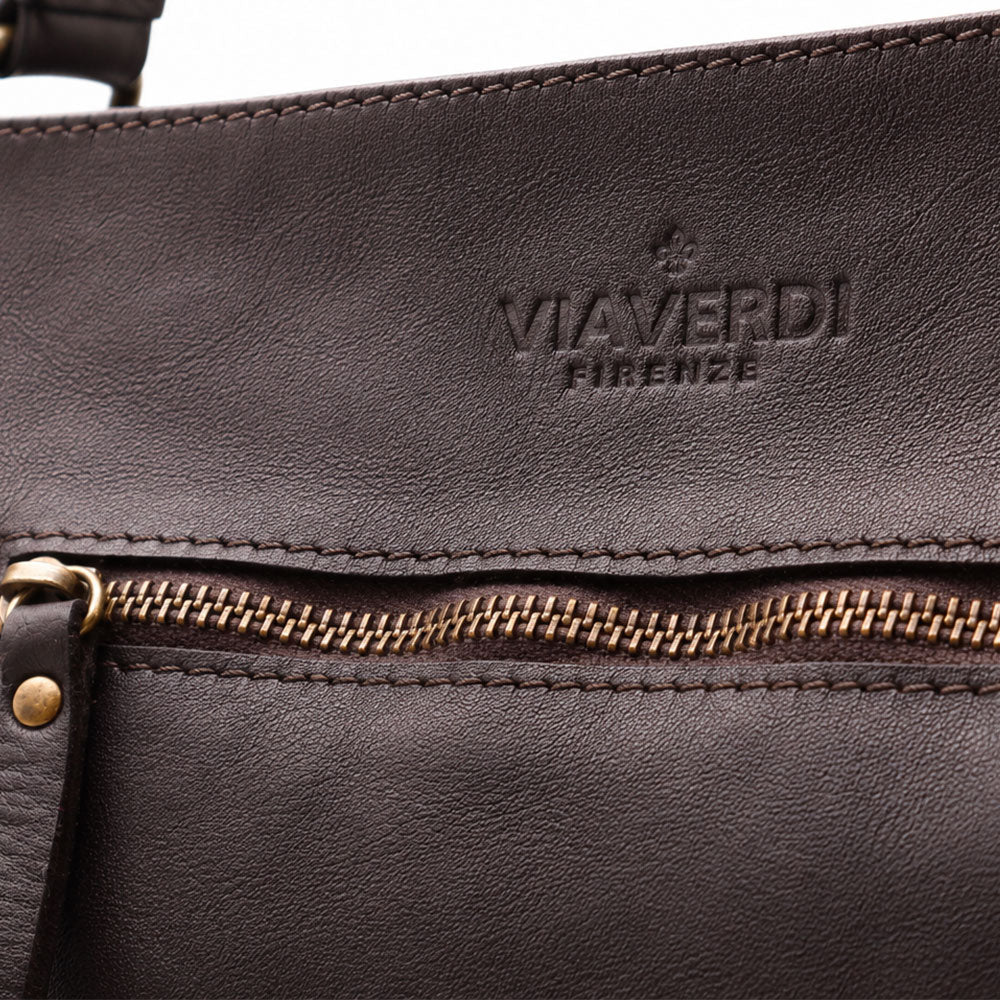 Borsa a Spalla VIAVERDI in Pelle Nera con Intreccio Made in Italy linea Tuscany - Image 11