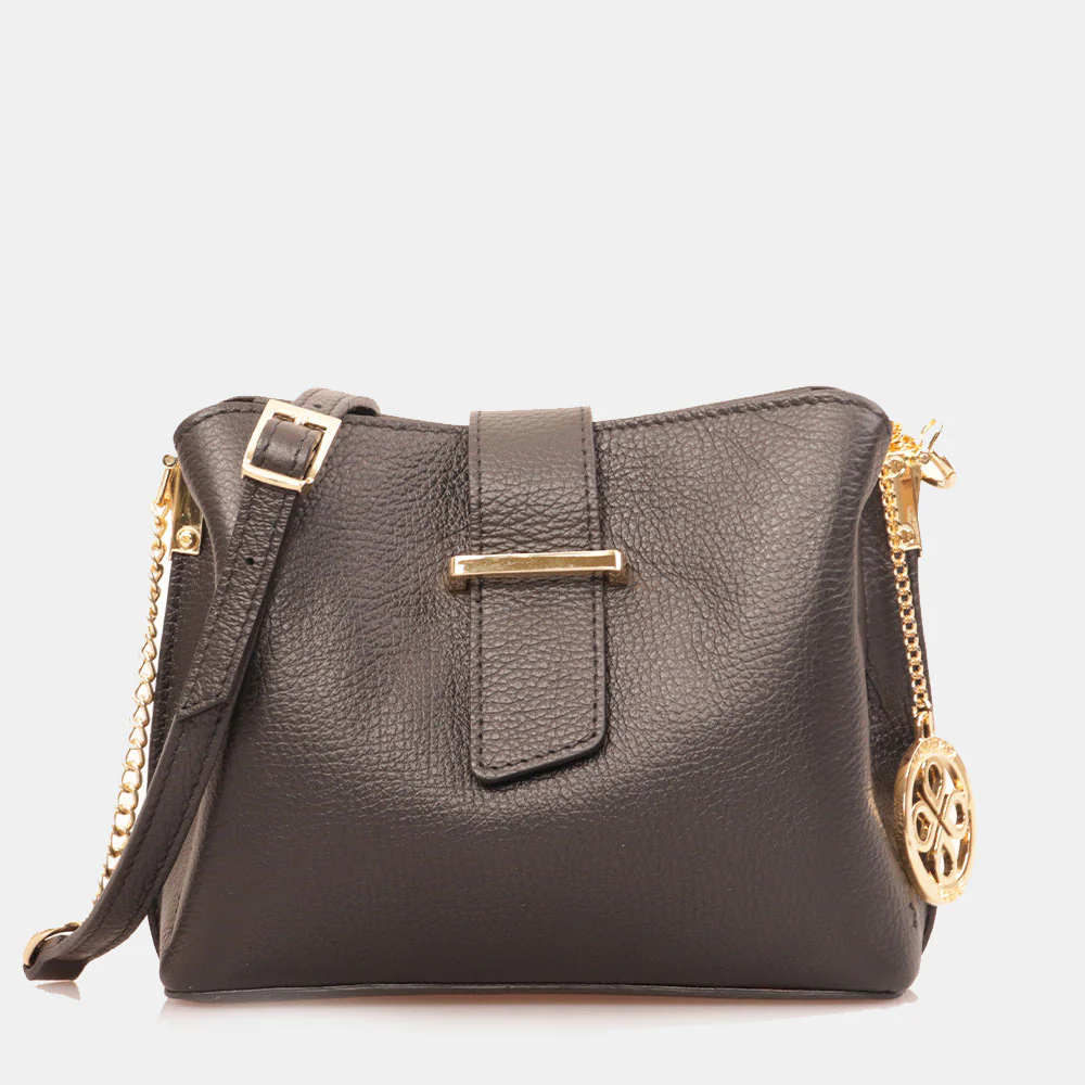 Borsa a Spalla VIAVERDI in Pelle Nera Made in Italy