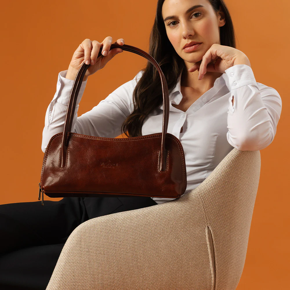 Borsa a Spalla VIAVERDI in Pelle Nera Made in Italy linea Firenze - Image 2