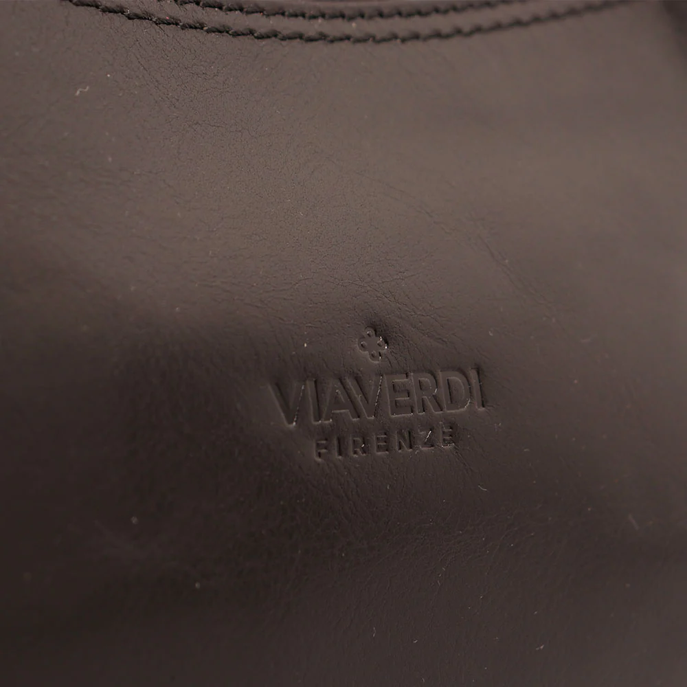 Borsa a Spalla VIAVERDI in Pelle Nera Made in Italy linea Firenze - Image 8