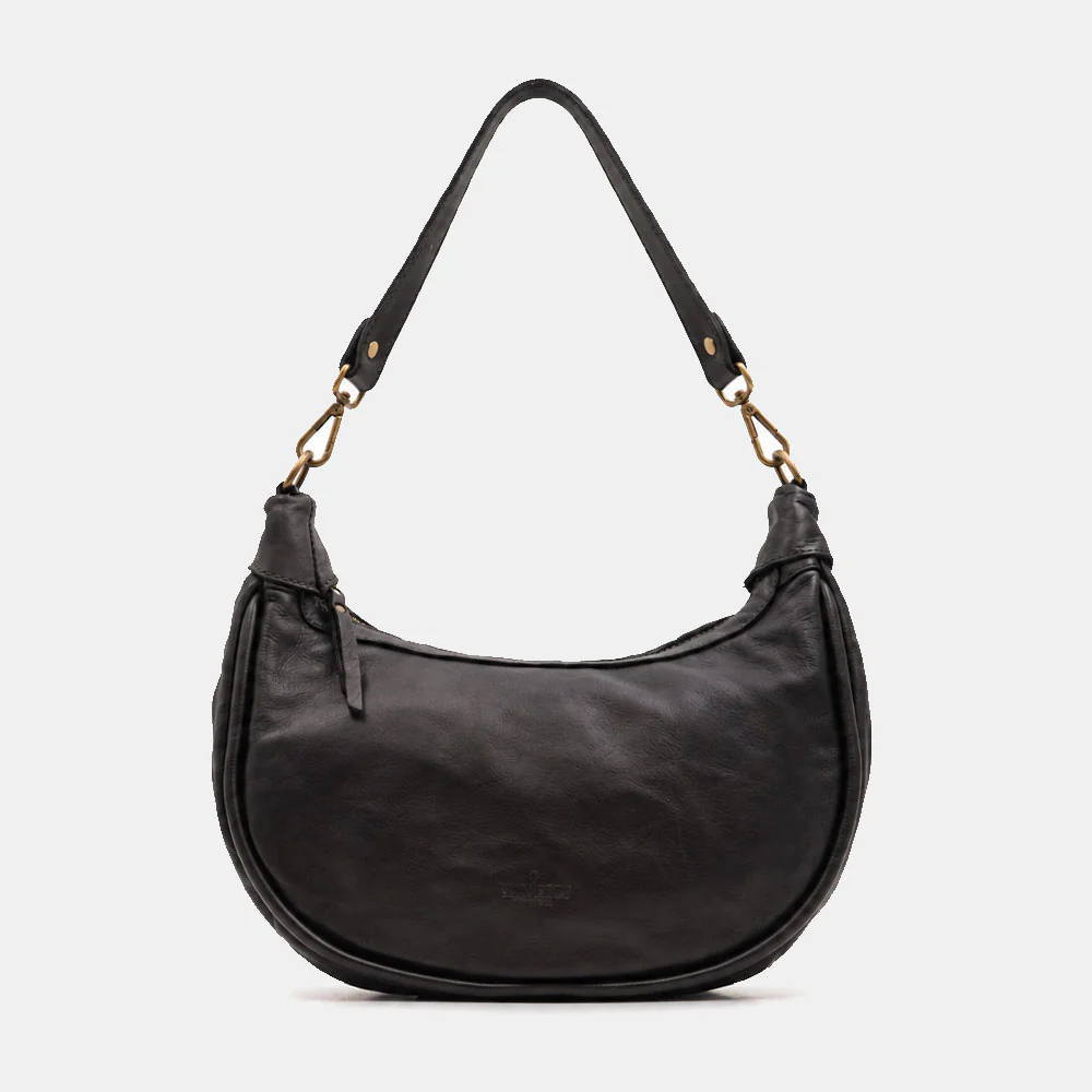 Borsa a Spalla VIAVERDI in Pelle Nera Made in Italy linea Tuscany