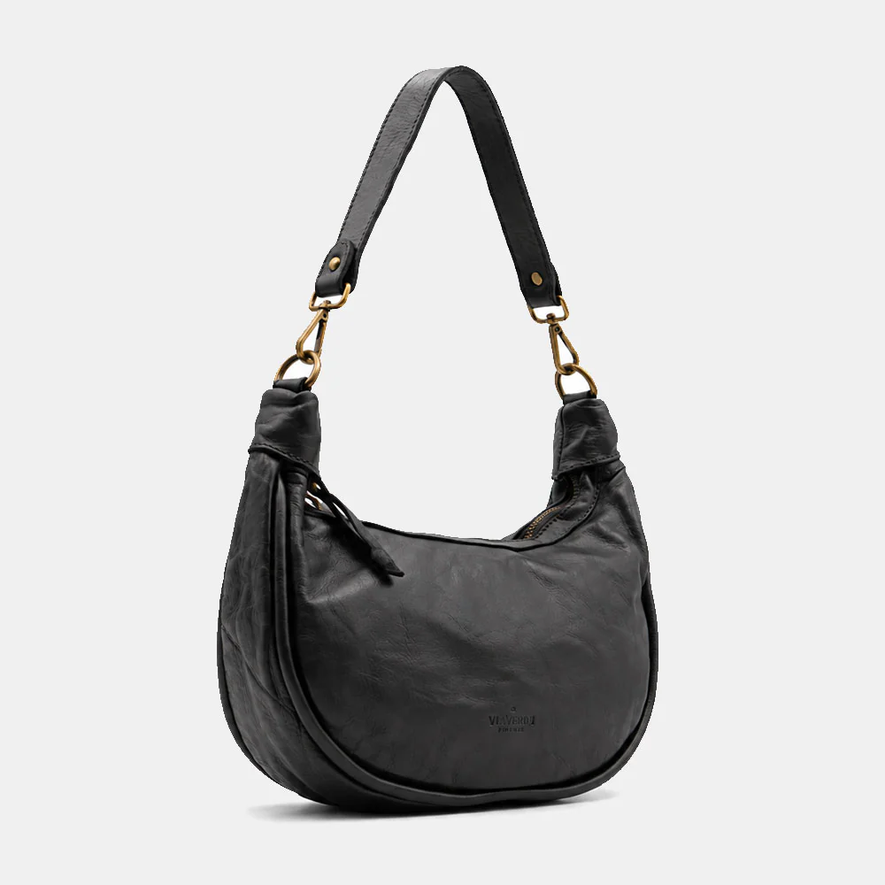 Borsa a Spalla VIAVERDI in Pelle Nera Made in Italy linea Tuscany - Image 3