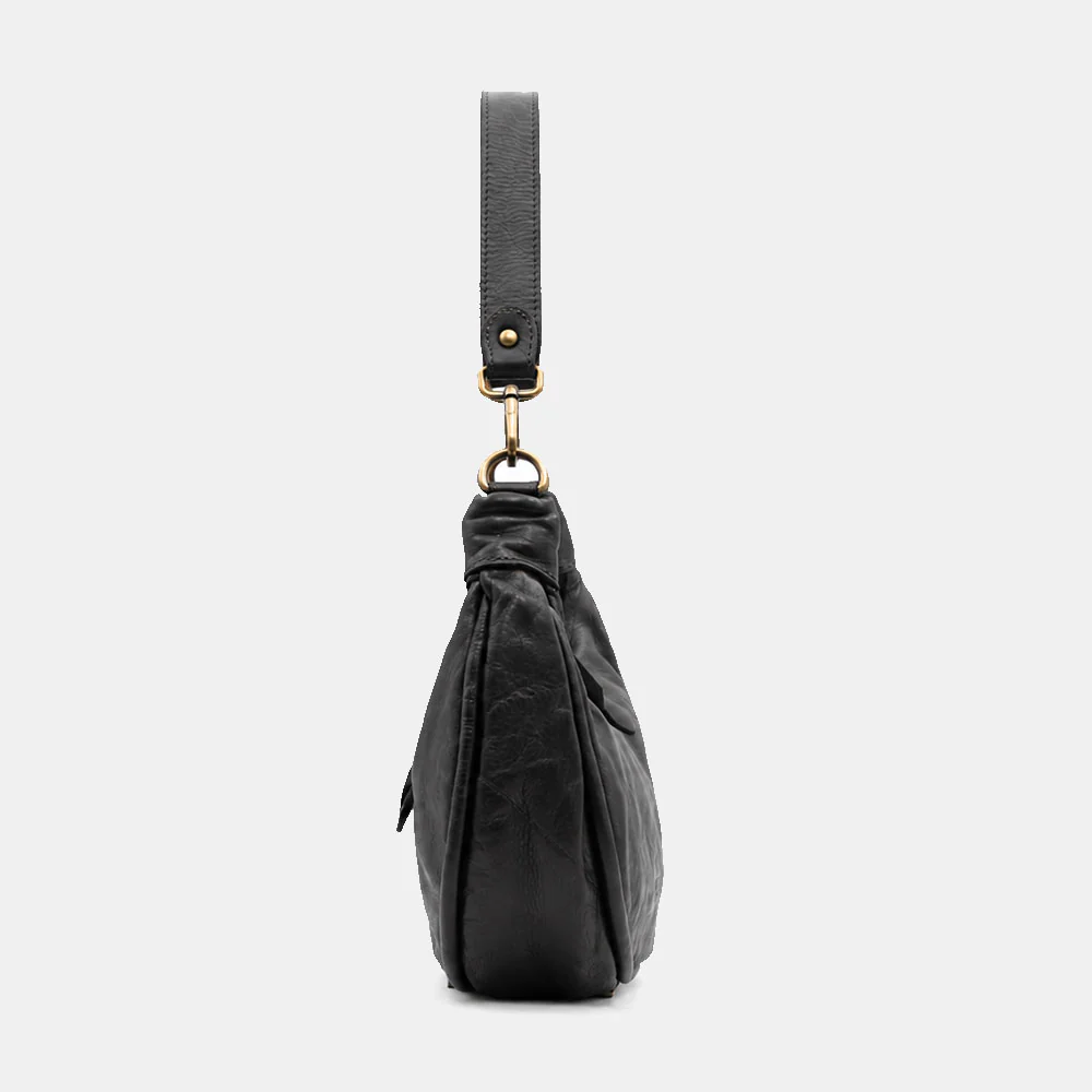 Borsa a Spalla VIAVERDI in Pelle Nera Made in Italy linea Tuscany - Image 4