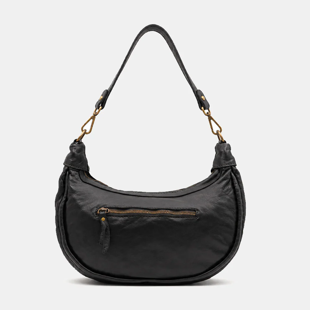 Borsa a Spalla VIAVERDI in Pelle Nera Made in Italy linea Tuscany - Image 5