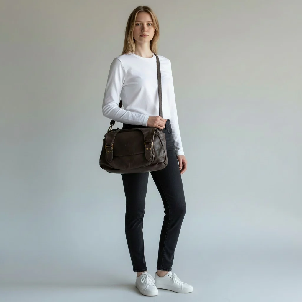 Borsa a Spalla VIAVERDI in Pelle Nera Made in Italy linea Tuscany - Image 6