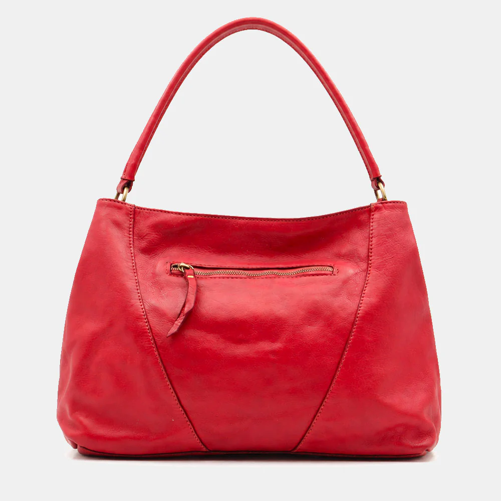 Borsa a Spalla VIAVERDI in Pelle Rossa con Intreccio Made in Italy linea Tuscany - Image 6