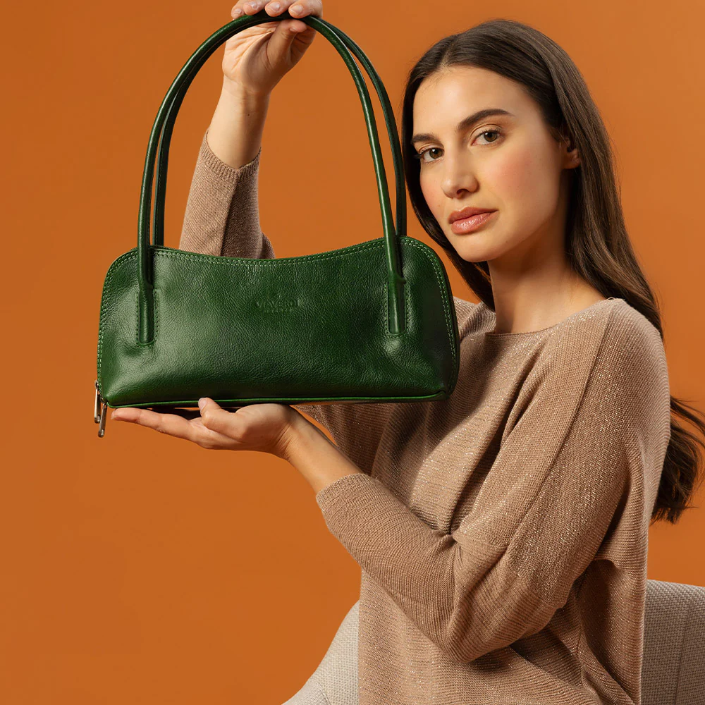 Borsa a Spalla VIAVERDI in Pelle Blu Made in Italy linea Firenze - Image 11