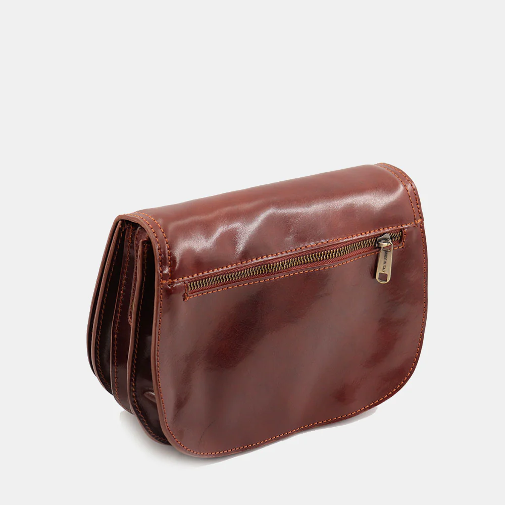 Borsa a Tracolla VIAVERDI in Pelle Marrone Made in Italy linea Firenze - Image 7
