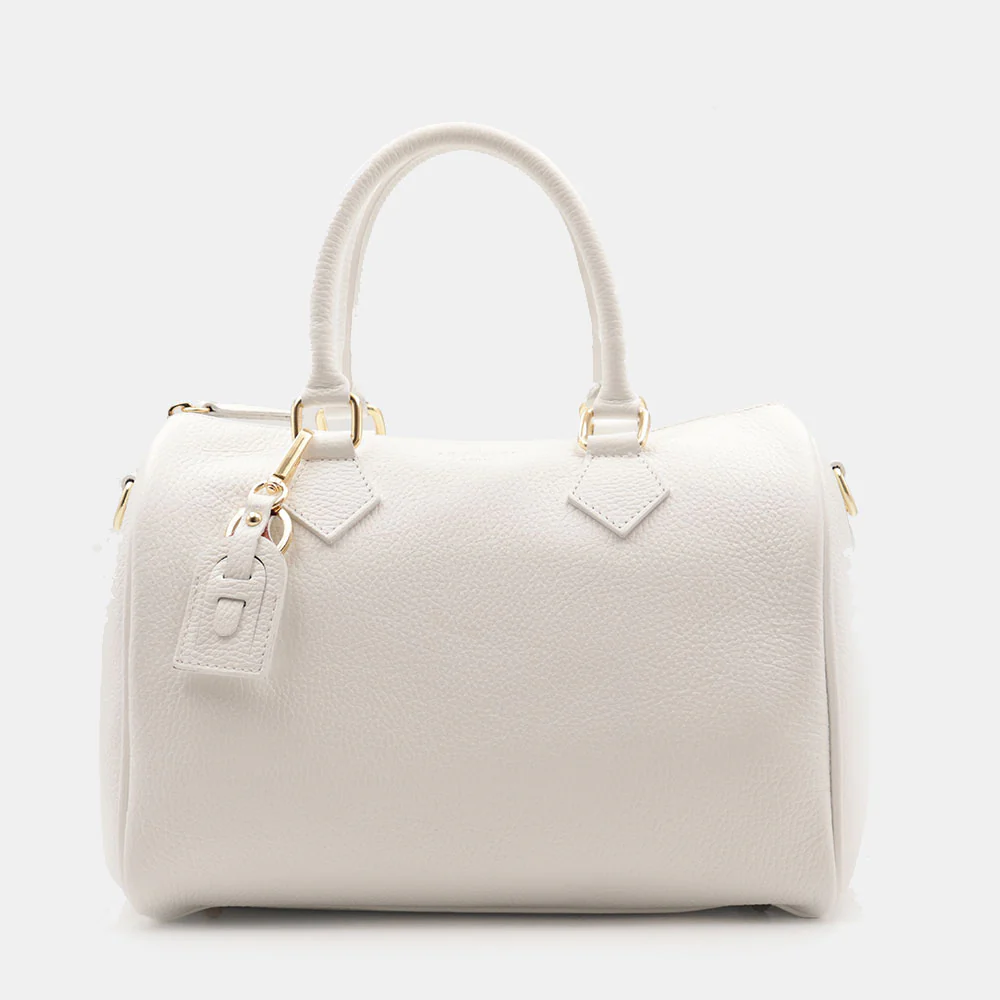 Borsa Bauletto in Pelle Bianca VIAVERDI Made in Italy Linea San Gimignano