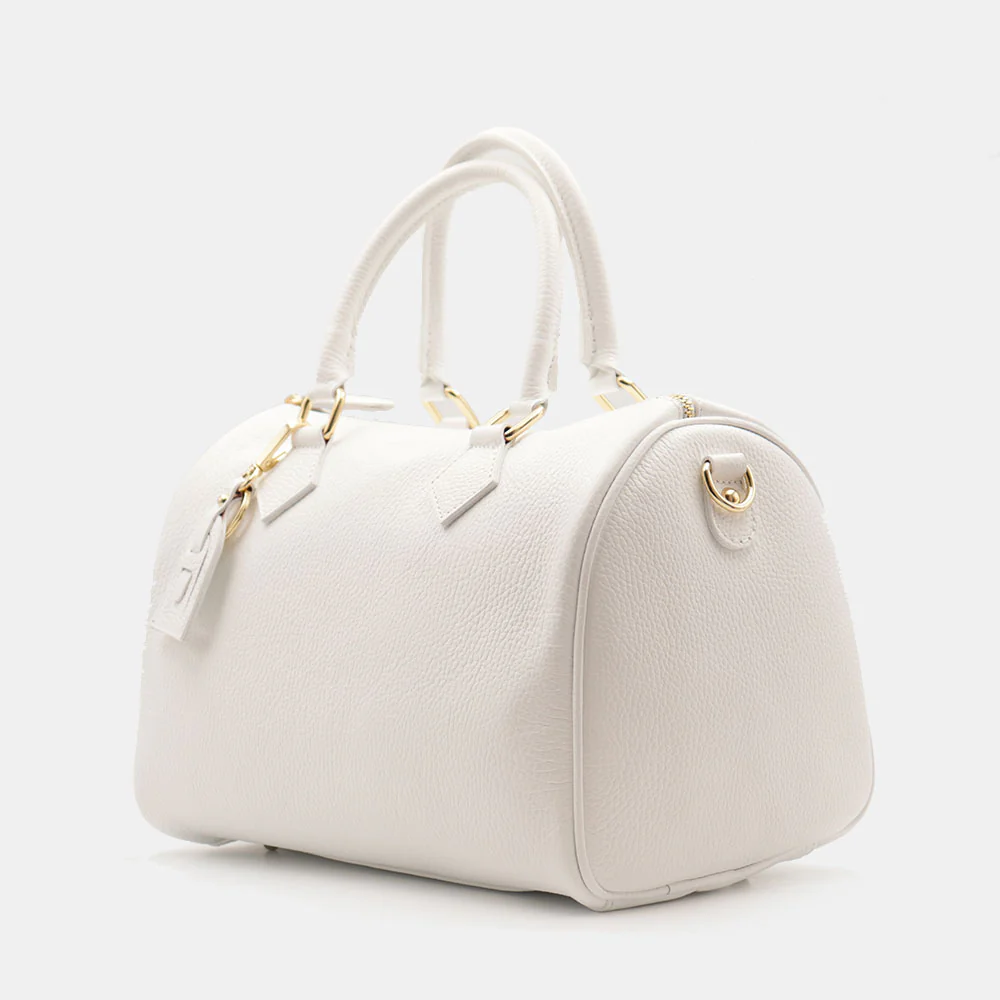 Borsa Bauletto in Pelle Bianca VIAVERDI Made in Italy Linea San Gimignano - Image 3