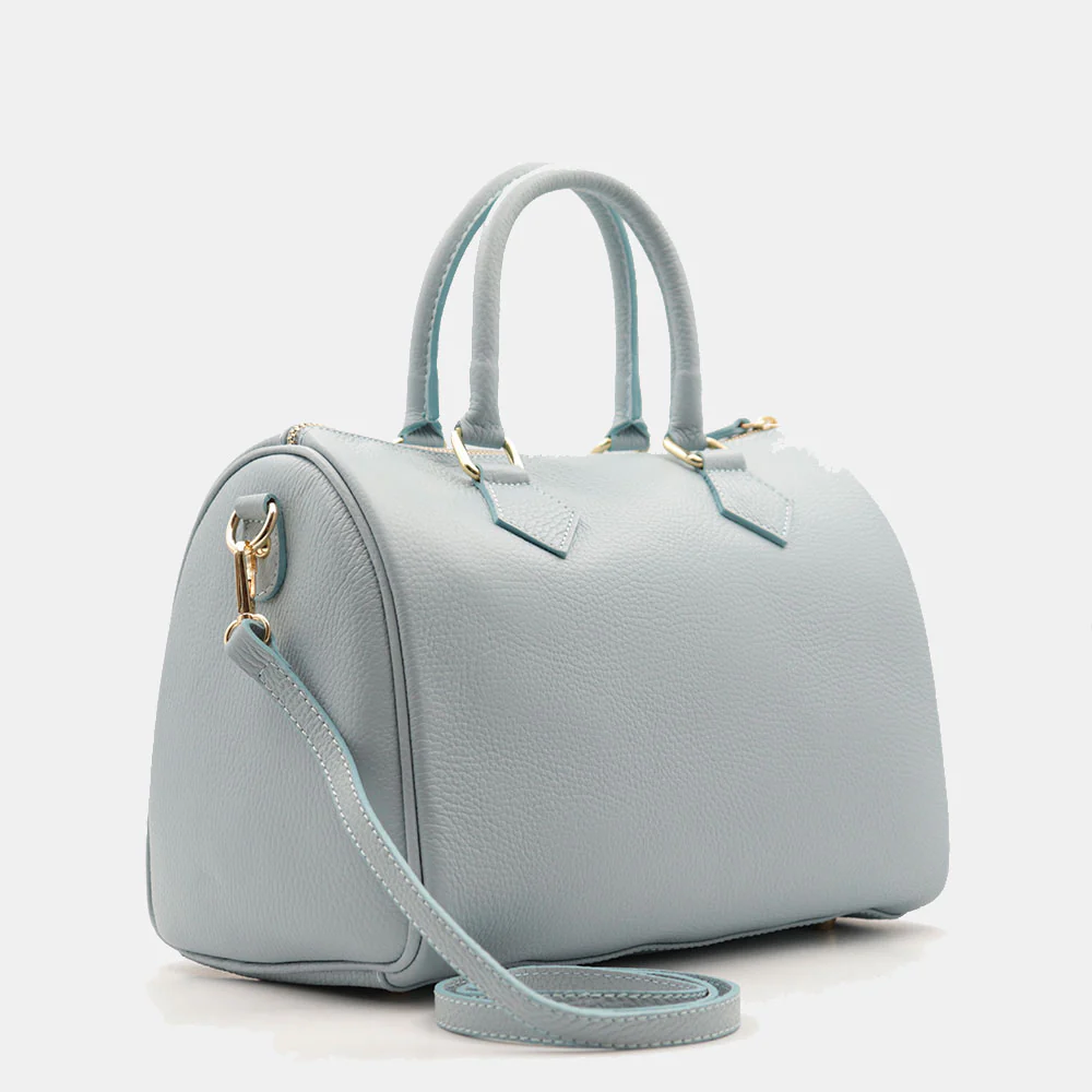 Borsa Bauletto in Pelle Celeste VIAVERDI Made in Italy Linea San Gimignano - Image 5