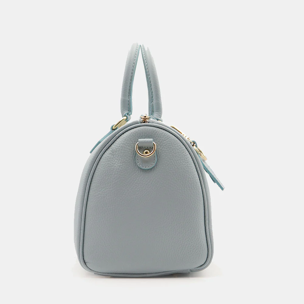 Borsa Bauletto in Pelle Celeste VIAVERDI Made in Italy Linea San Gimignano - Image 7
