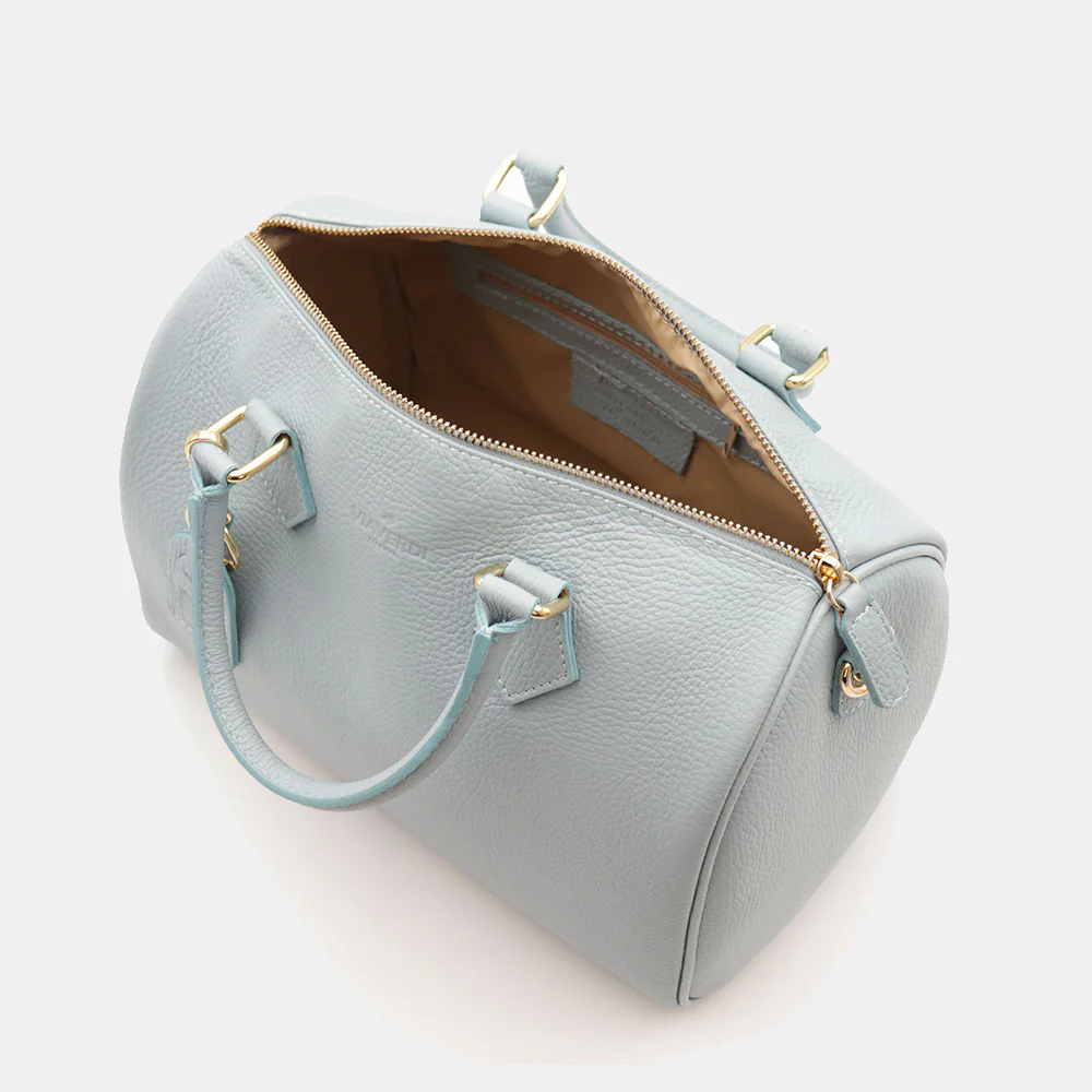 Borsa Bauletto in Pelle Celeste VIAVERDI Made in Italy Linea San Gimignano - Image 8