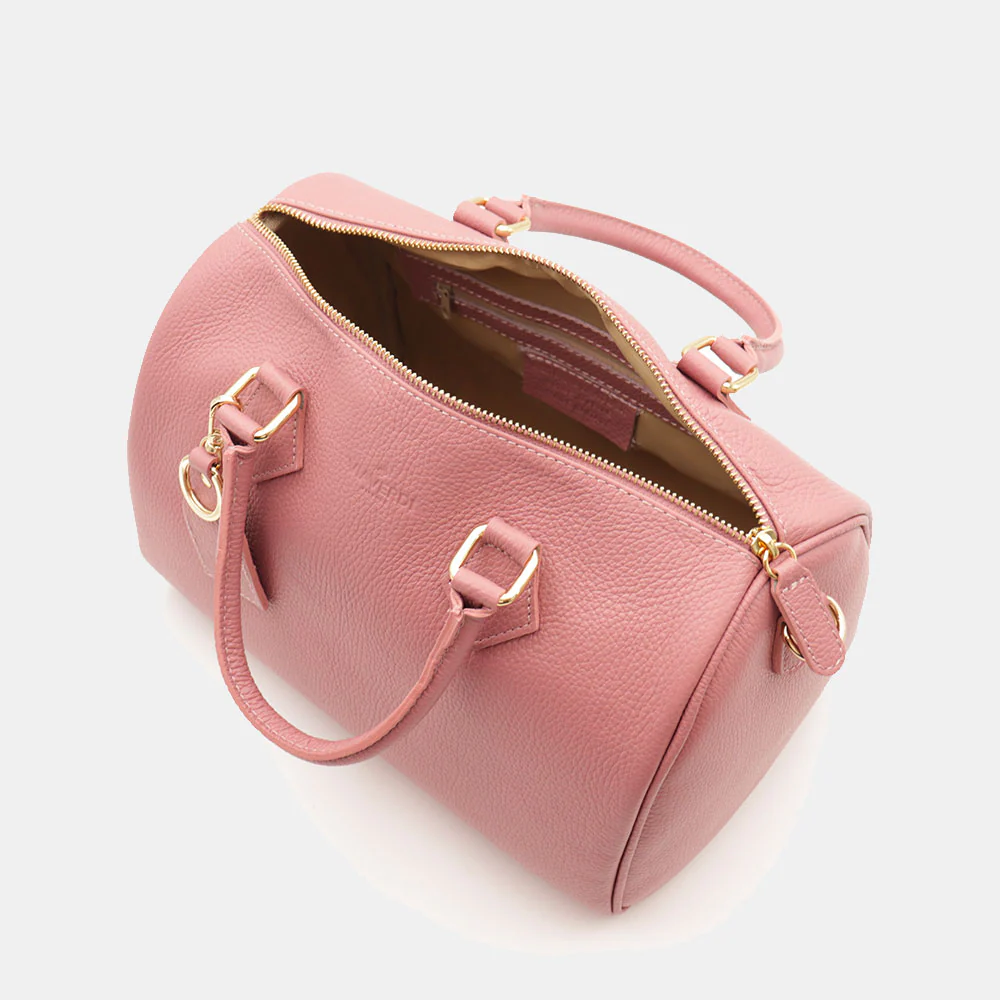 Borsa Bauletto in Pelle Rosa Antico VIAVERDI Made in Italy Linea San Gimignano - Image 7