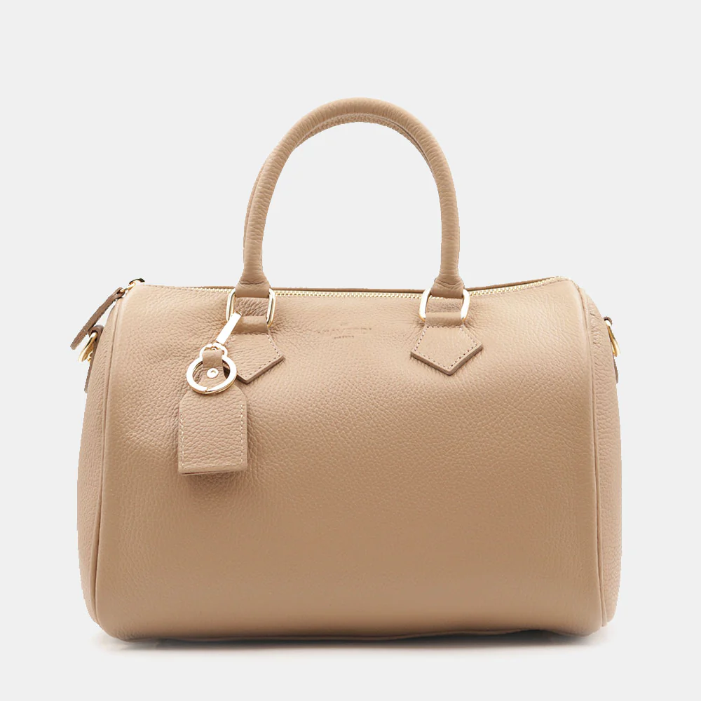 Borsa Bauletto in Pelle Taupe VIAVERDI Made in Italy Linea San Gimignano