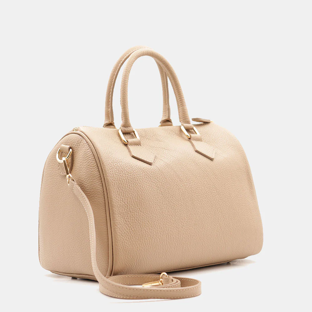 Borsa Bauletto in Pelle Taupe VIAVERDI Made in Italy Linea San Gimignano - Image 5