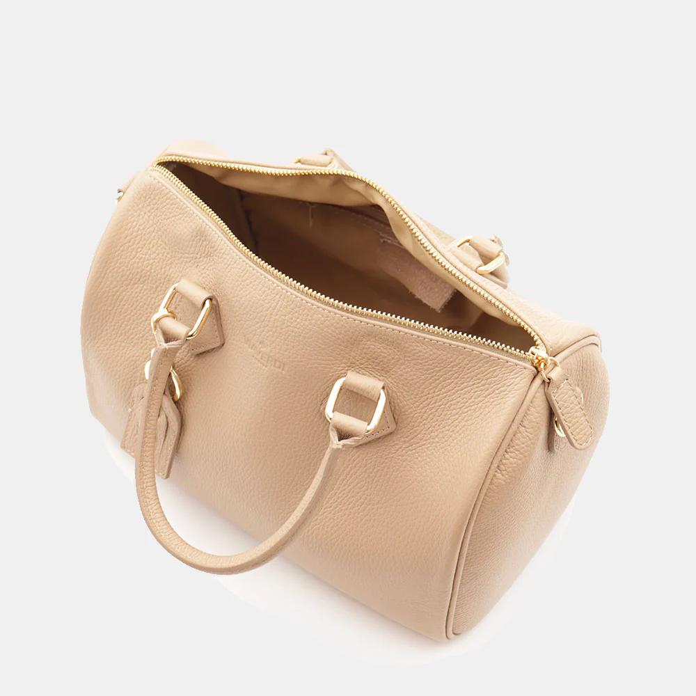 Borsa Bauletto in Pelle Taupe VIAVERDI Made in Italy Linea San Gimignano - Image 8